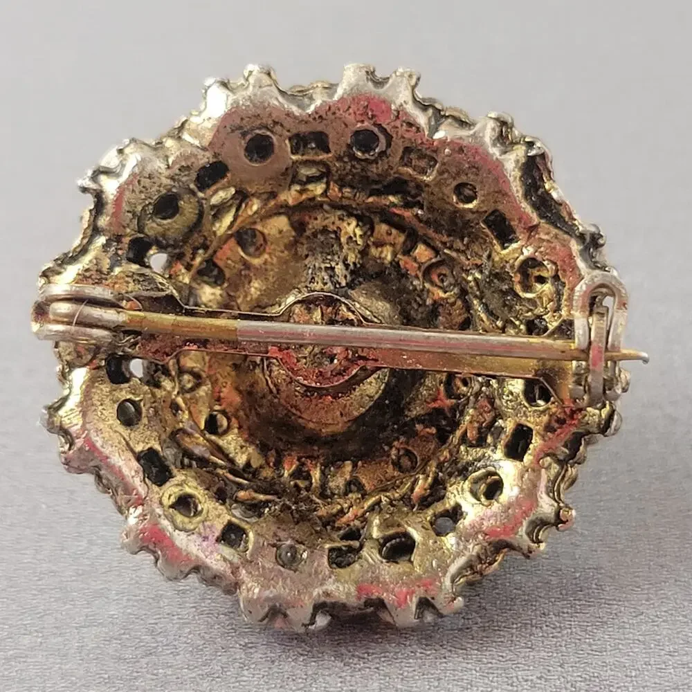 Vintage Rhinestone Brooch Faux Pearl 1.1